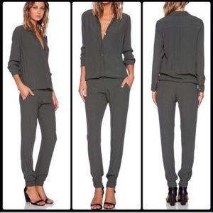 Monrow Crepe Long Sleeve Jumpsuit in Camo